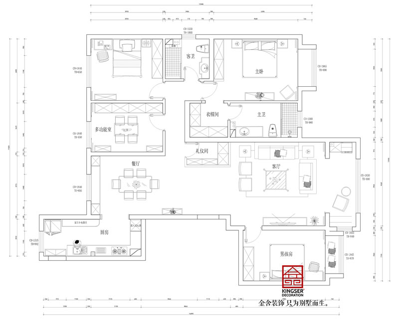 東南智匯城現代輕奢風格191平米戶型解析